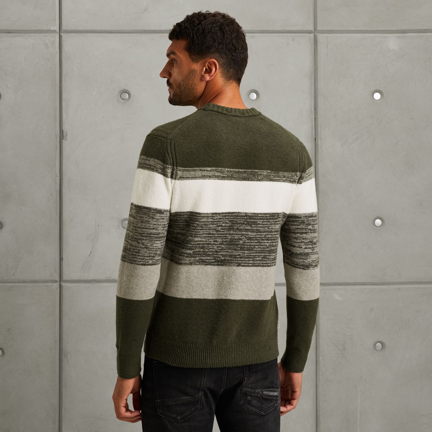 Пуловер Cast-Iron в полоску зелёный артикул CKW2510352-6513
