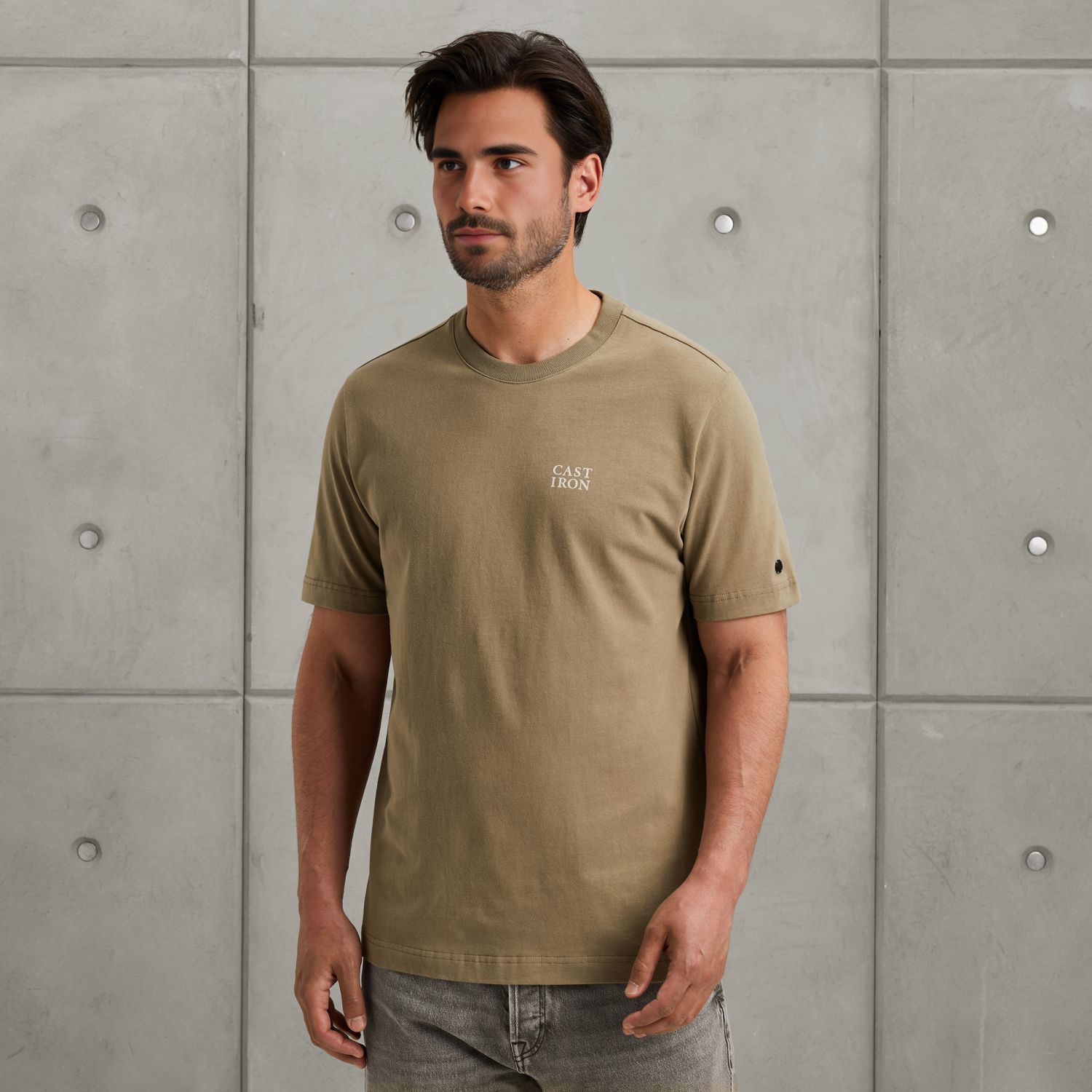 Футболка Cast-Iron с принтом хаки артикул CTSS2508583-8025