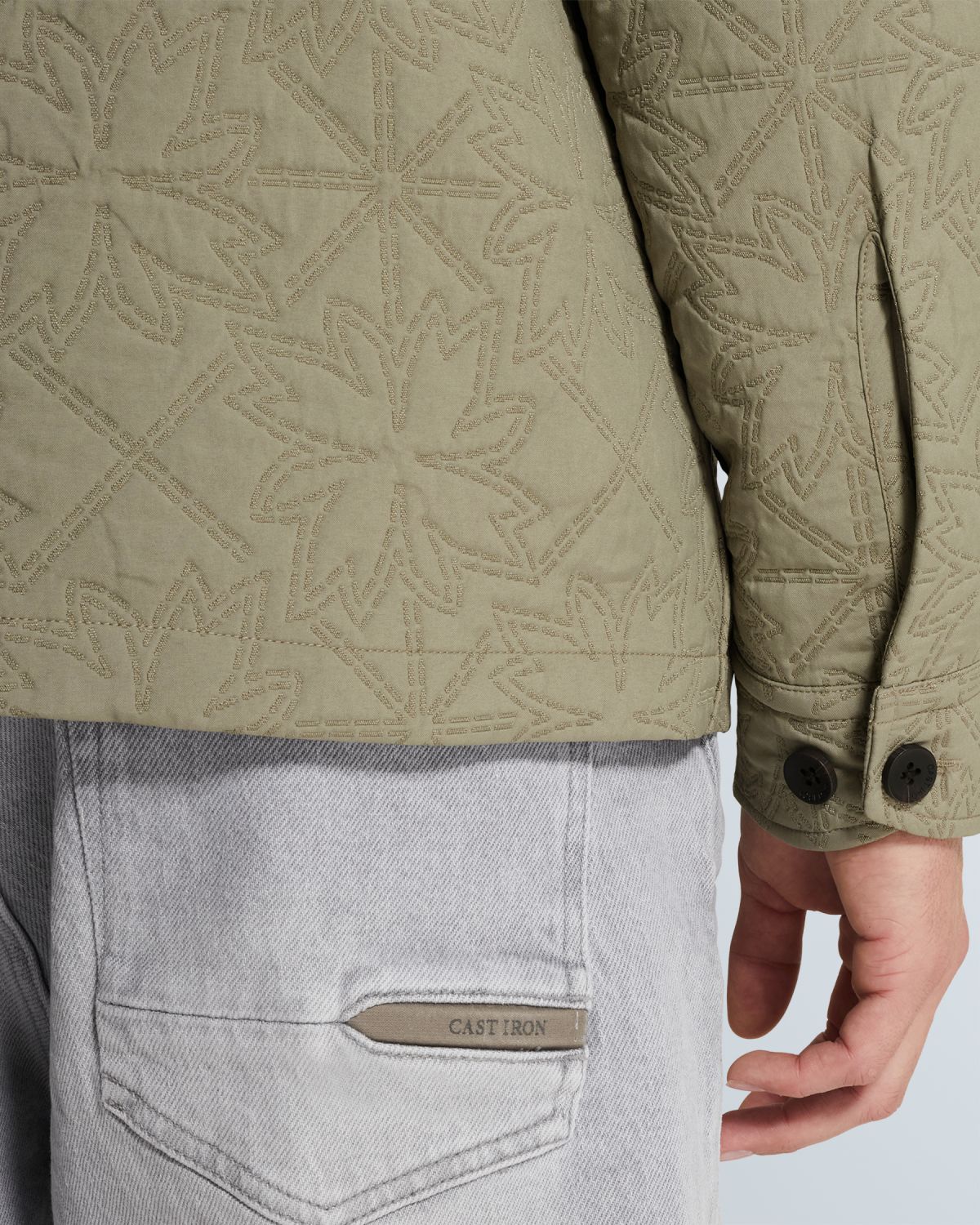 Рубашка-жакет Cast-Iron с жаккардовым рисунком коричневая артикул CSI2602214-6478