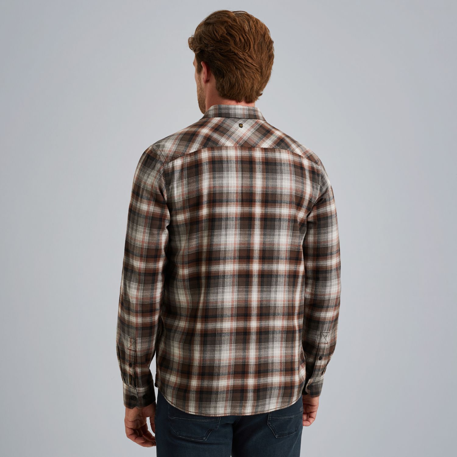 Рубашка PME Legend в клетку коричневая артикул PSI2509235-8203