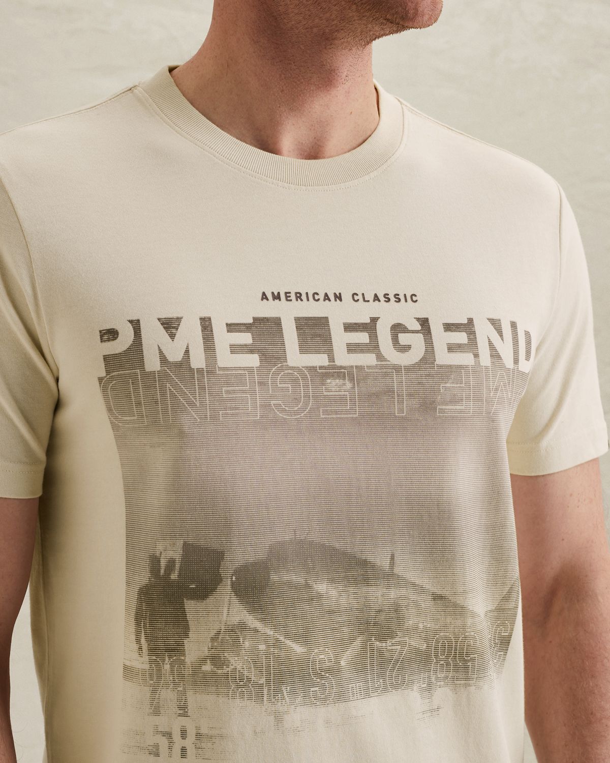 Футболка PME Legend с принтом на груди бежевая артикул PTSS2603570-7013