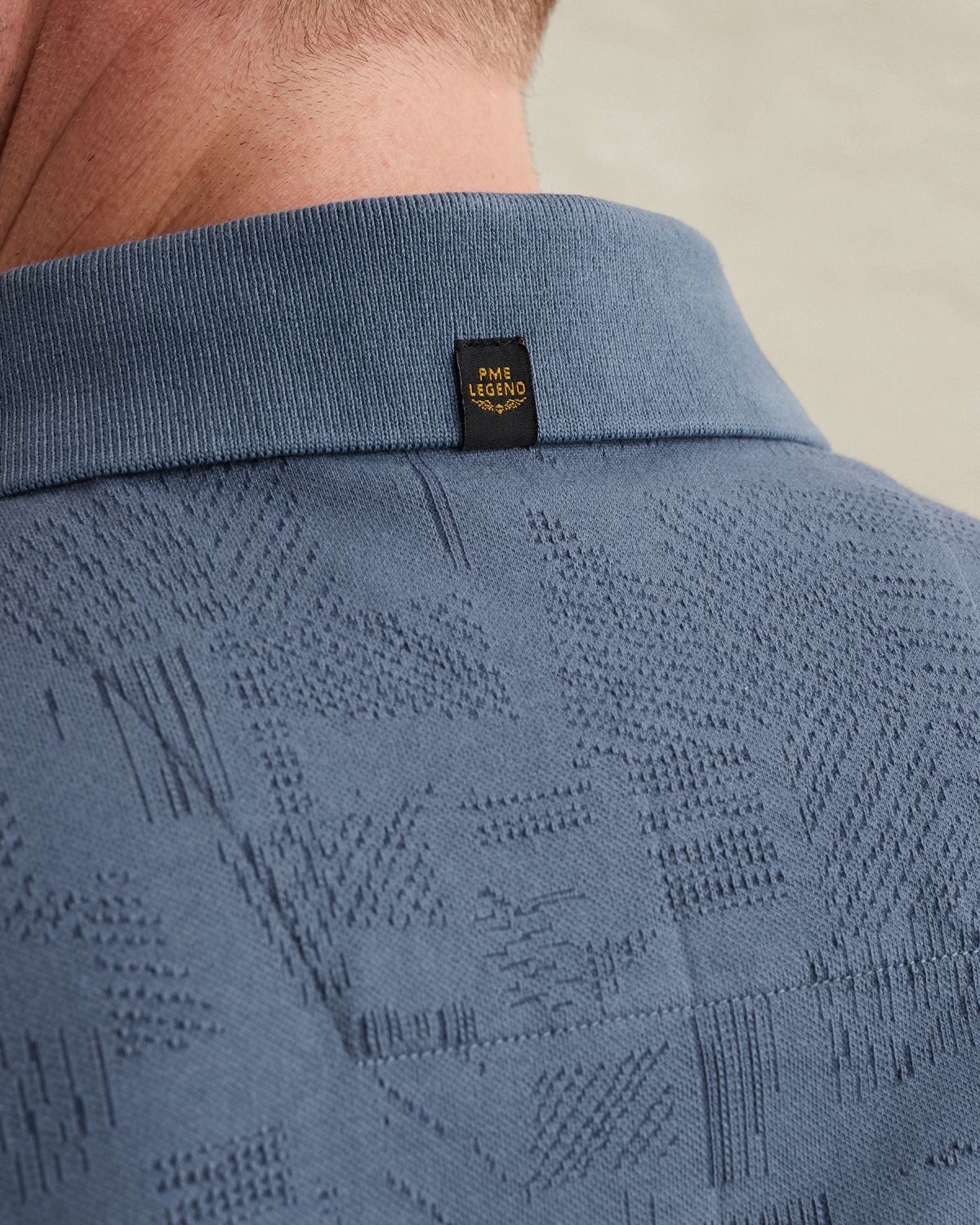 Футболка-поло PME Legend с жаккардовым узором синяя артикул PPSS2603883-5052