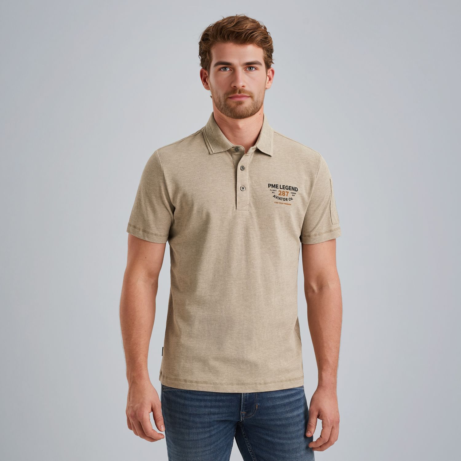 Поло с принтом коричневое артикул PPSS2506889-7144