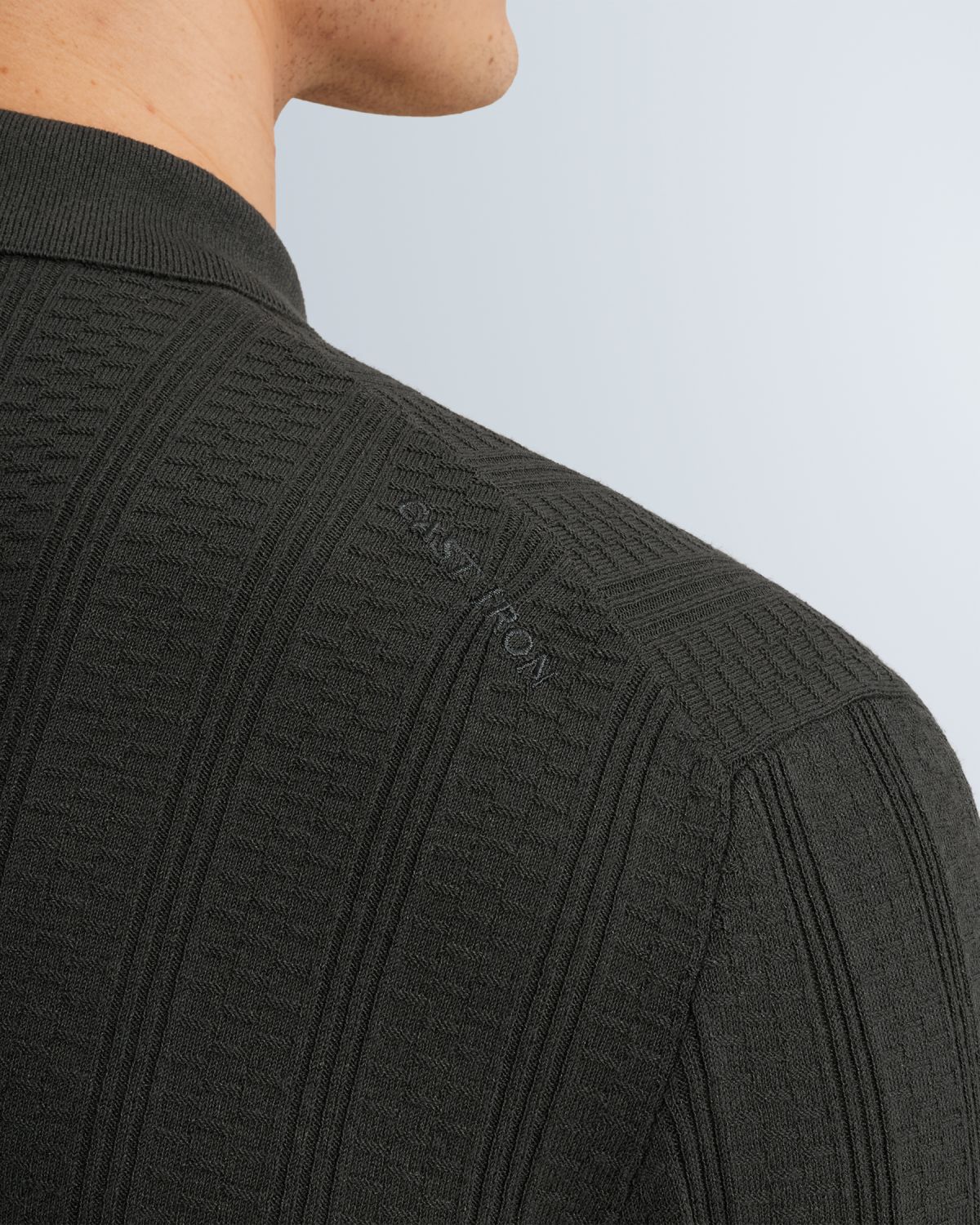 Футболка-поло Cast-Iron с молнией серая артикул CPSS2602855-9159