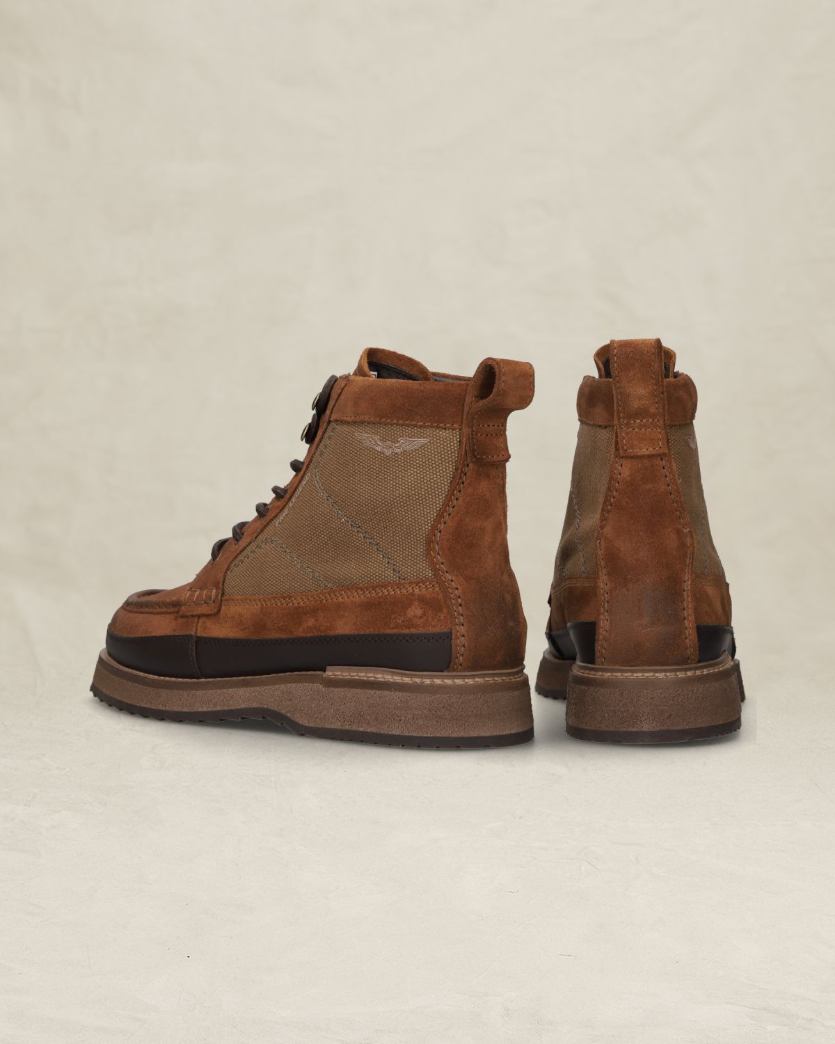 Ботинки PME Legend из замши и канваса коричневые артикул PBO1020011-D21