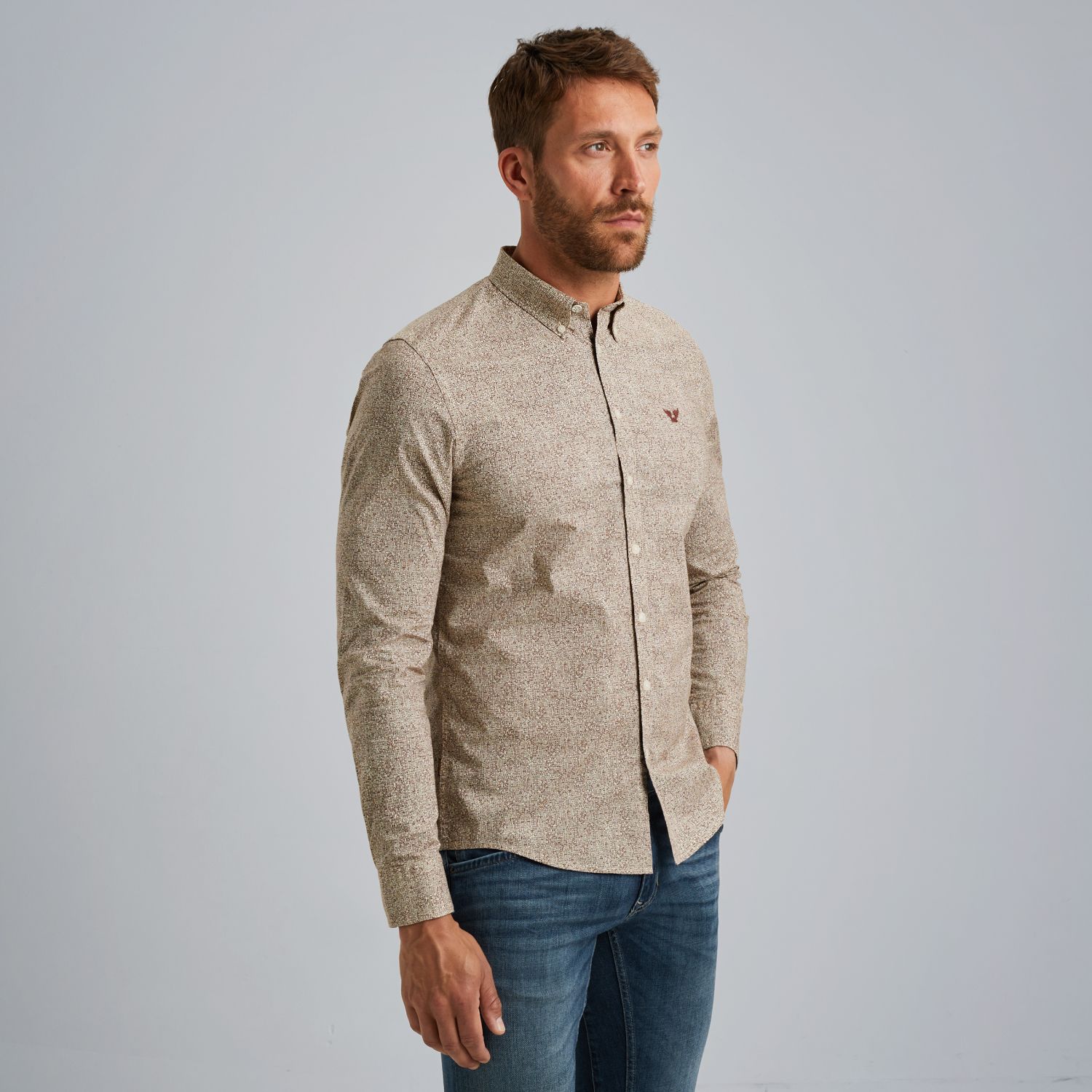 Рубашка PME Legend с принтом коричневая артикул PSI2509238-8203