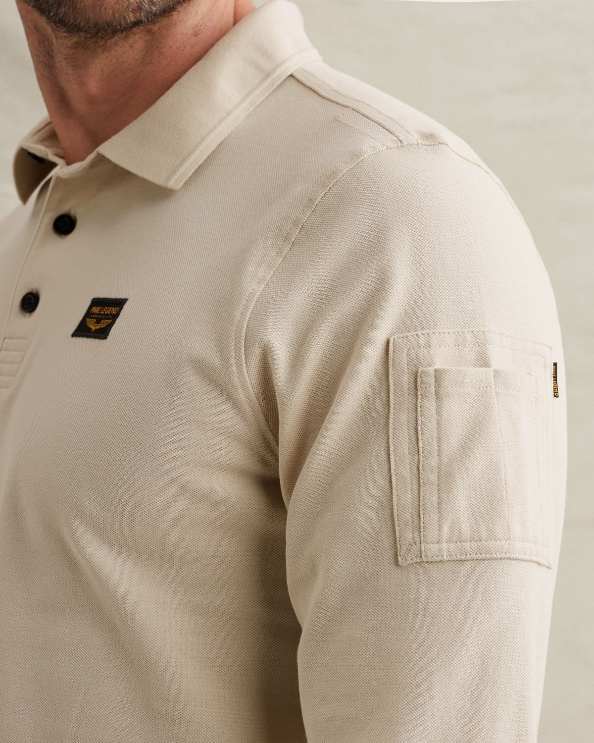 Поло PME Legend American Classic с длинными рукавами бежевое артикул PPS2602899-7013