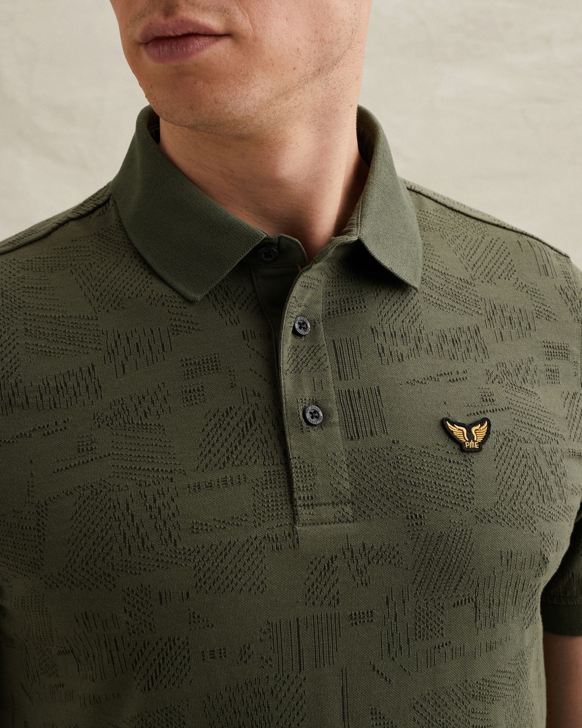 Футболка-поло PME Legend с жаккардовым узором зелёная артикул PPSS2603883-6150