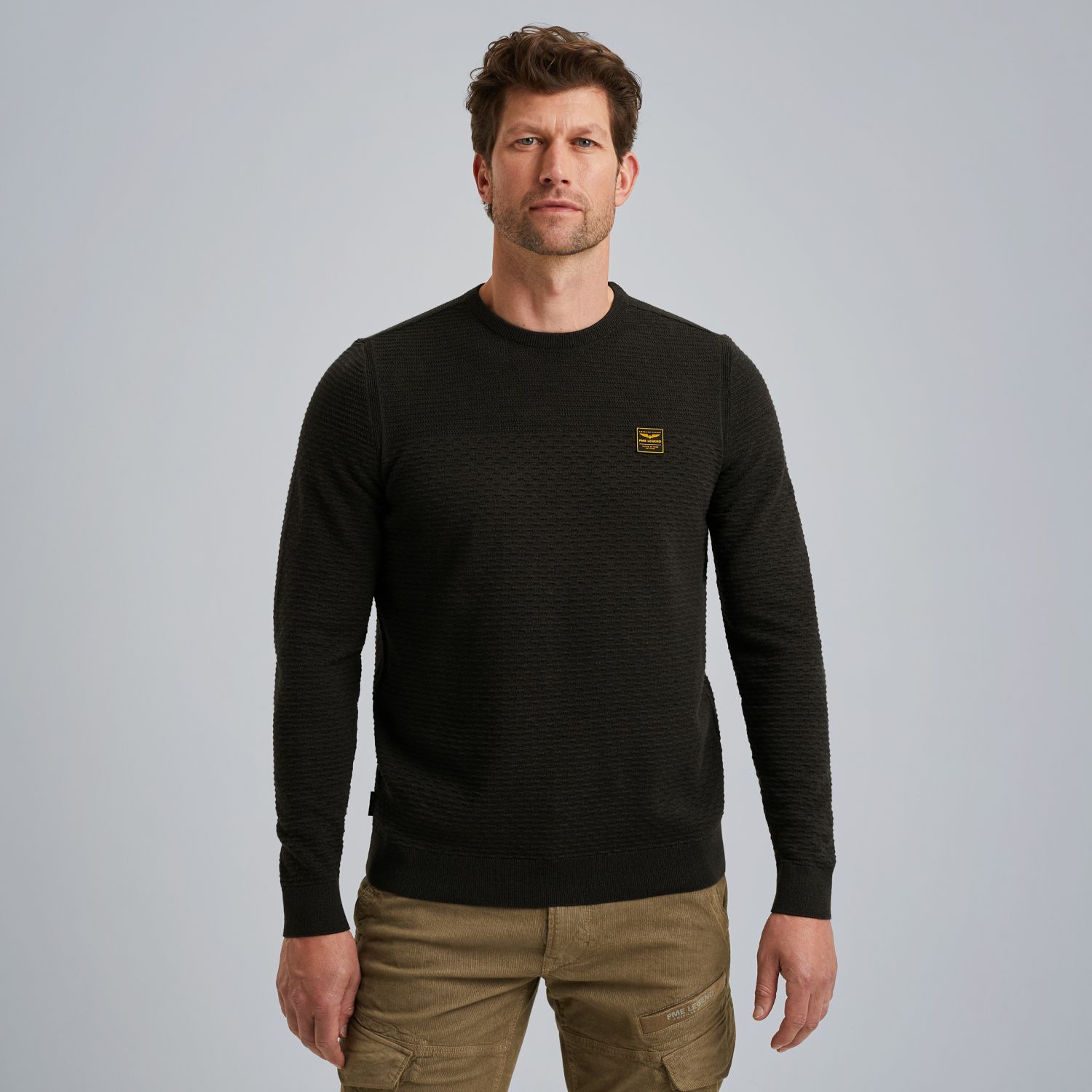 Пуловер PME Legend с рёберным воротником чёрный артикул PKW2510300-999