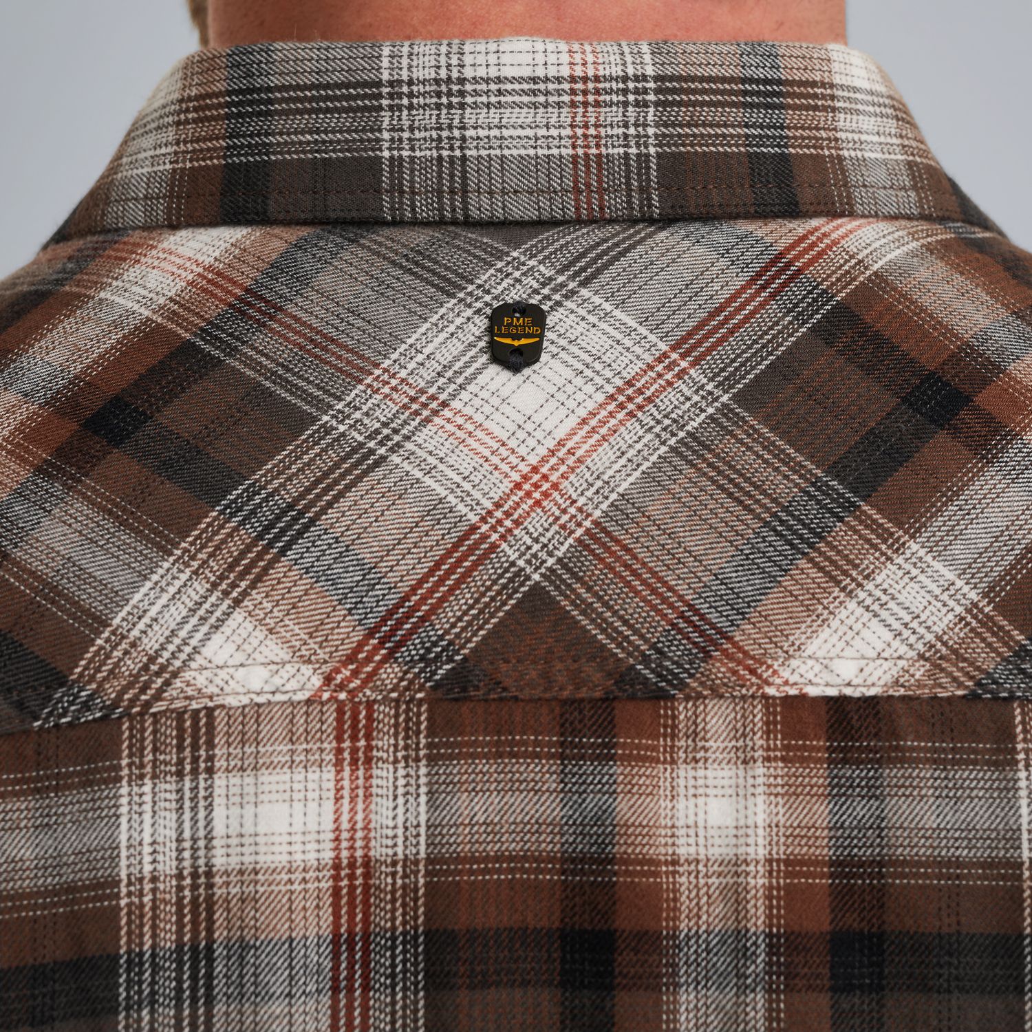Рубашка PME Legend в клетку коричневая артикул PSI2509235-8203