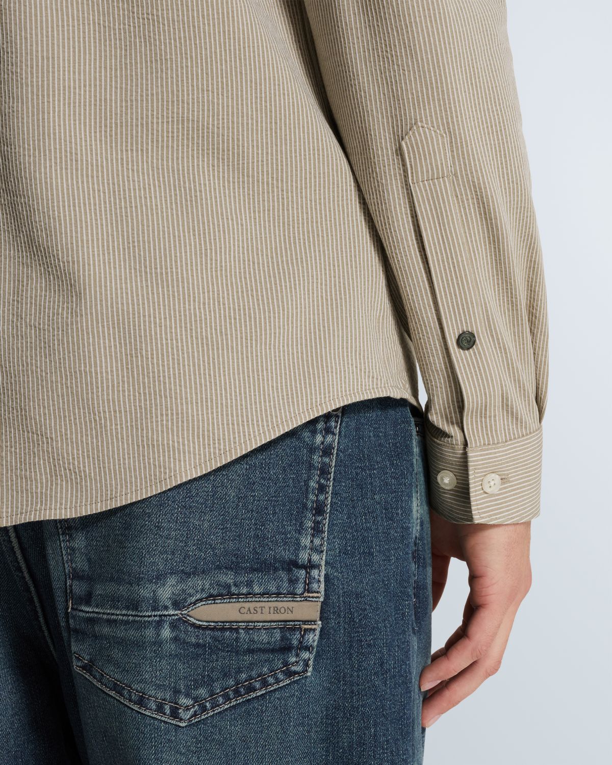 Рубашка Cast-Iron с текстурной полосой бежевая артикул CSI2602218-8023