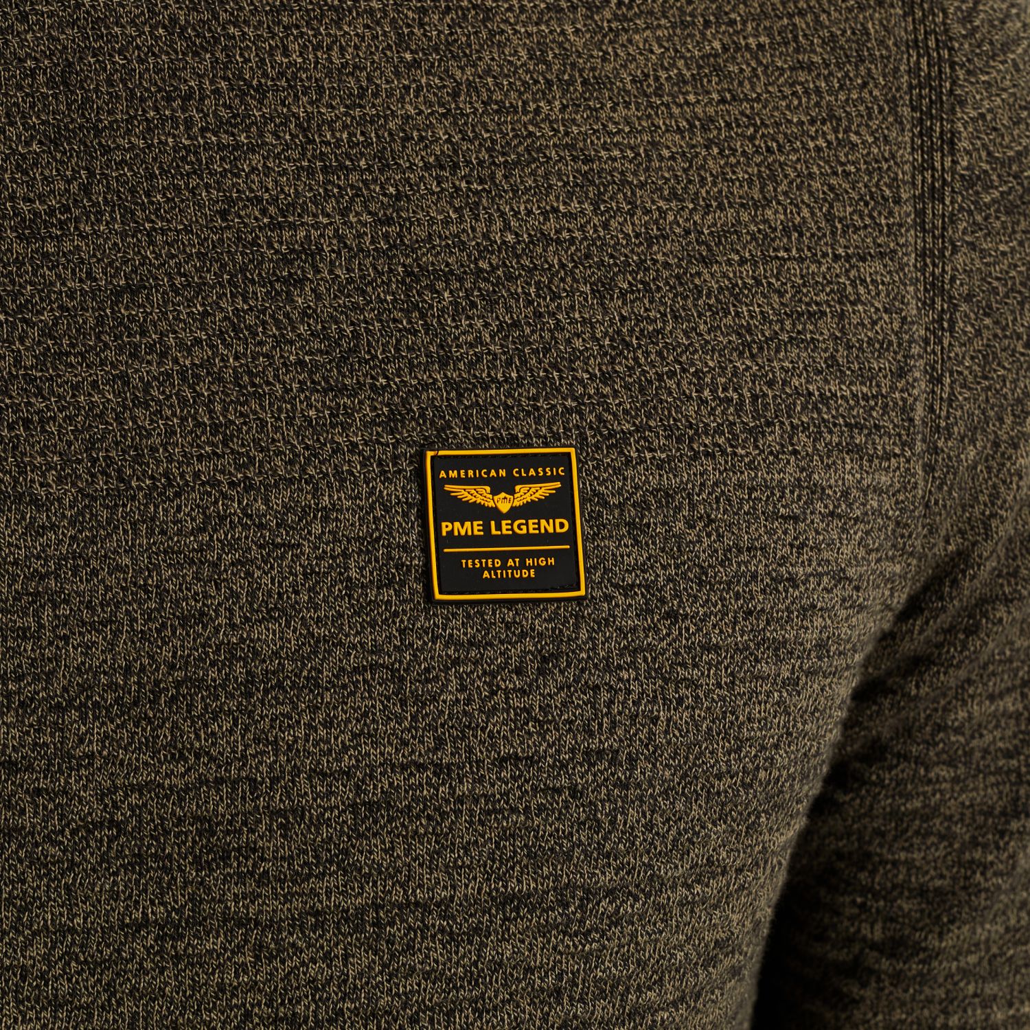 Пуловер PME Legend с рёберным воротником зелёный артикул PKW2510300-6389