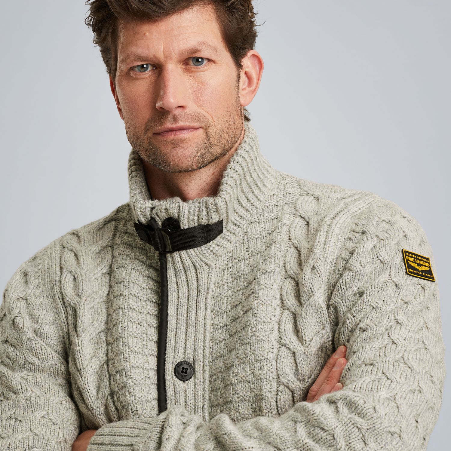 Кардиган в шерстяной смеси серый артикул PKC2510320-921