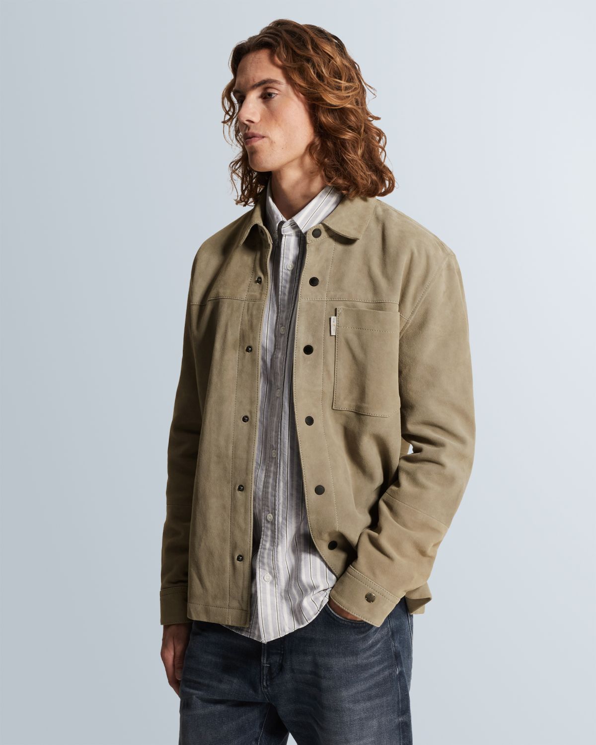 Рубашка-куртка Cast-Iron на кнопках коричневая артикул CSI2602216-6478