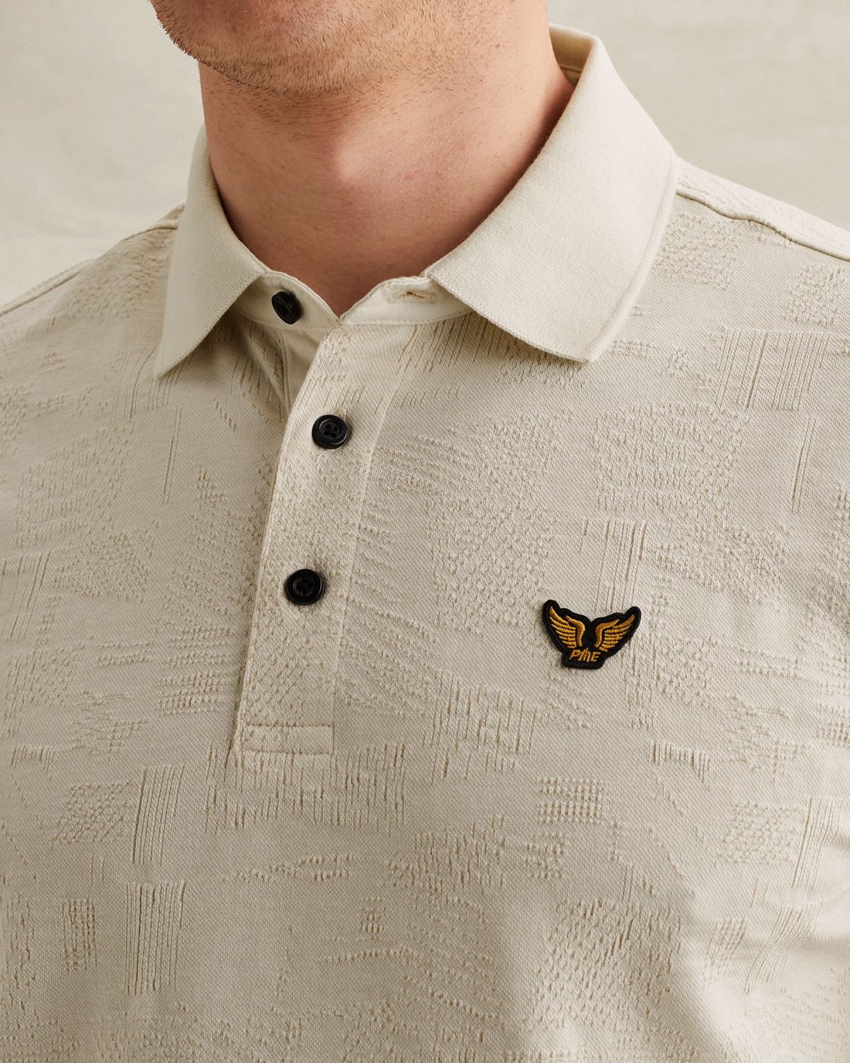Футболка-поло PME Legend с жаккардовым узором бежевая артикул PPSS2603883-7013