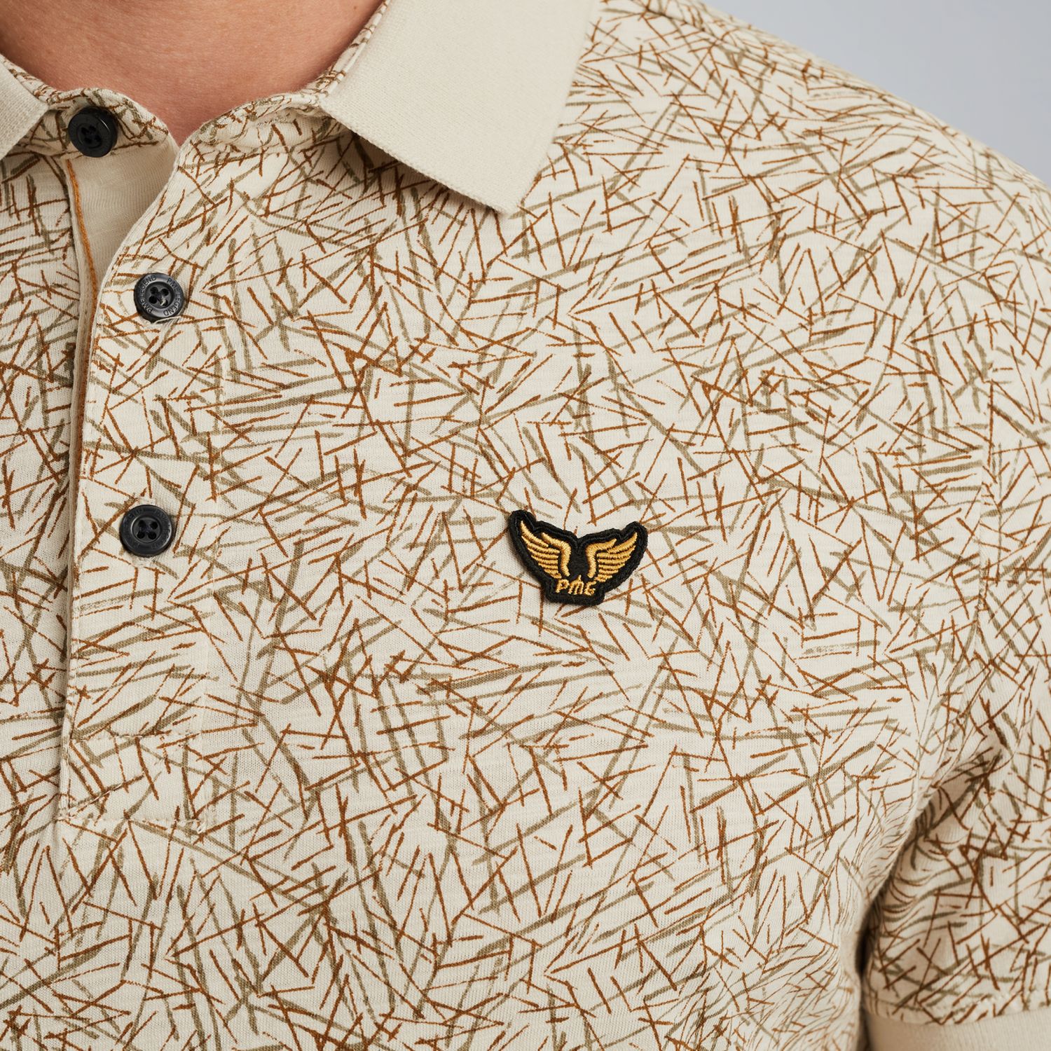 Поло с принтом бежевое артикул PPSS2506893-7011