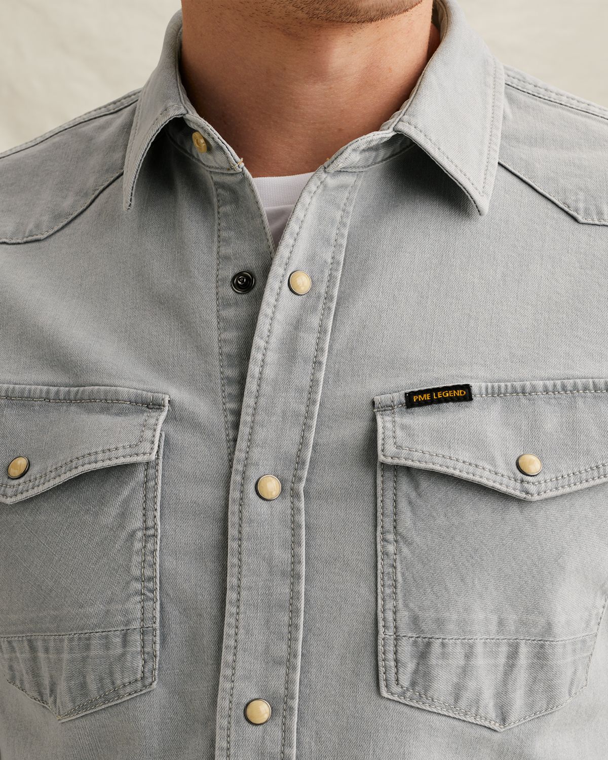 Рубашка джинсовая с нагрудными карманами синяя артикул PSD2602239-SGS