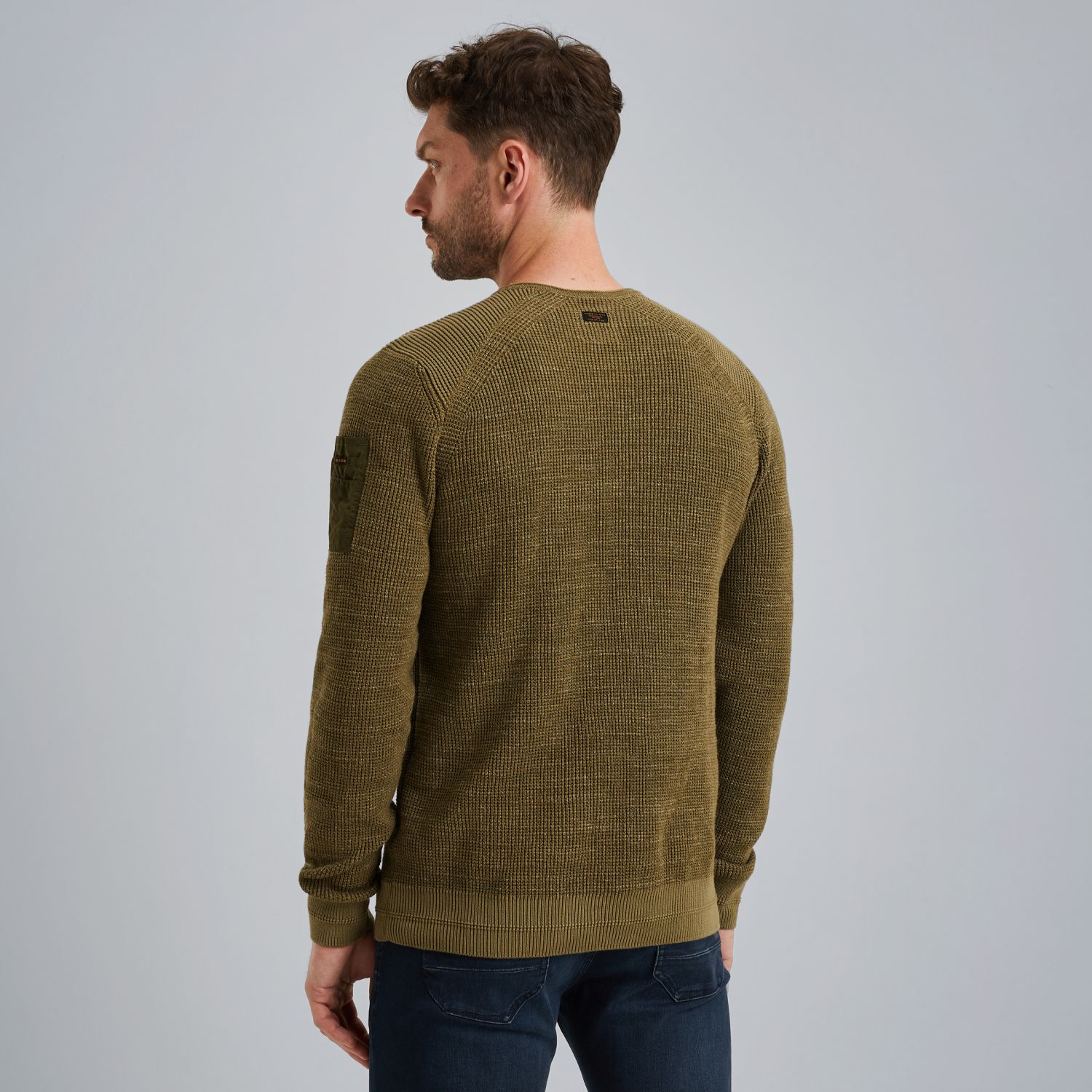 Пуловер PME Legend с круглым вырезом зелёный артикул PKW2508301-6416