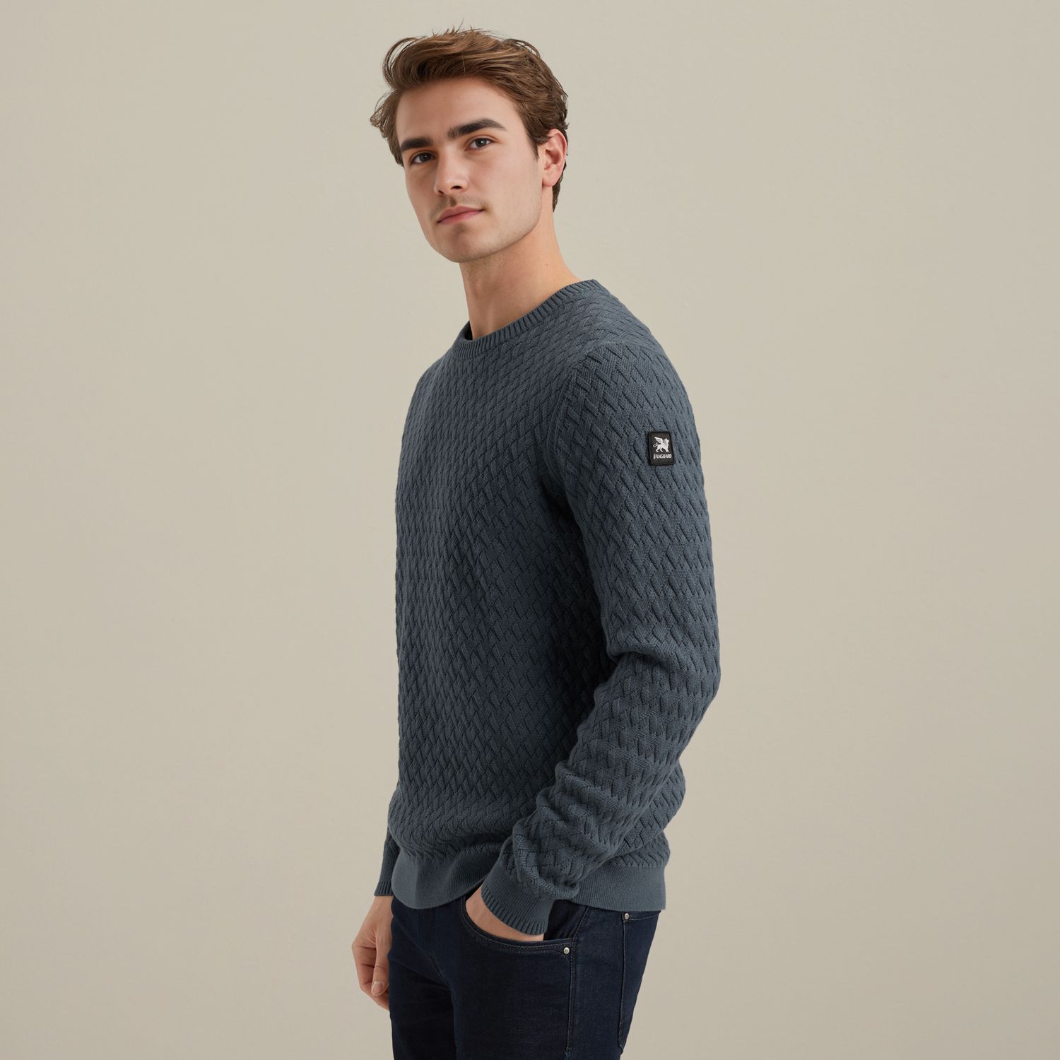 Пуловер Vanguard текстурный синий артикул VKW2509324-5279