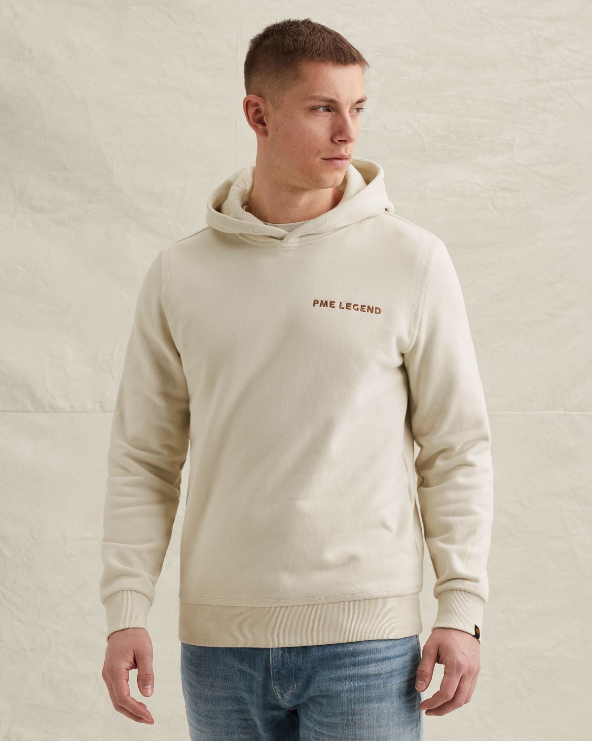 Толстовка PME Legend с капюшоном и принтом на спинке бежевая артикул PSW2602487-7013