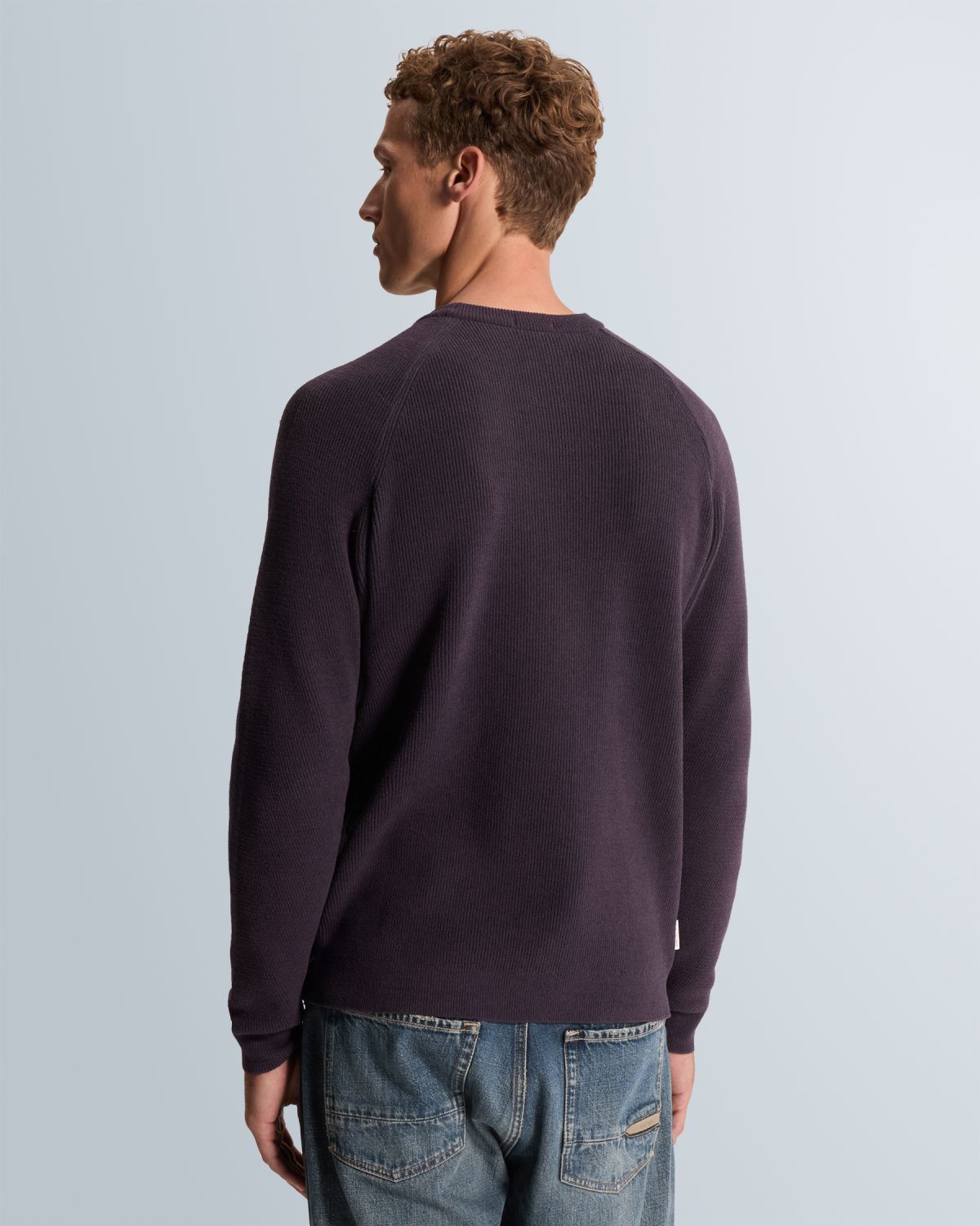 Джемпер Cast-Iron с двухцветной ребристой вязкой сливовый артикул CKW2609313-4163
