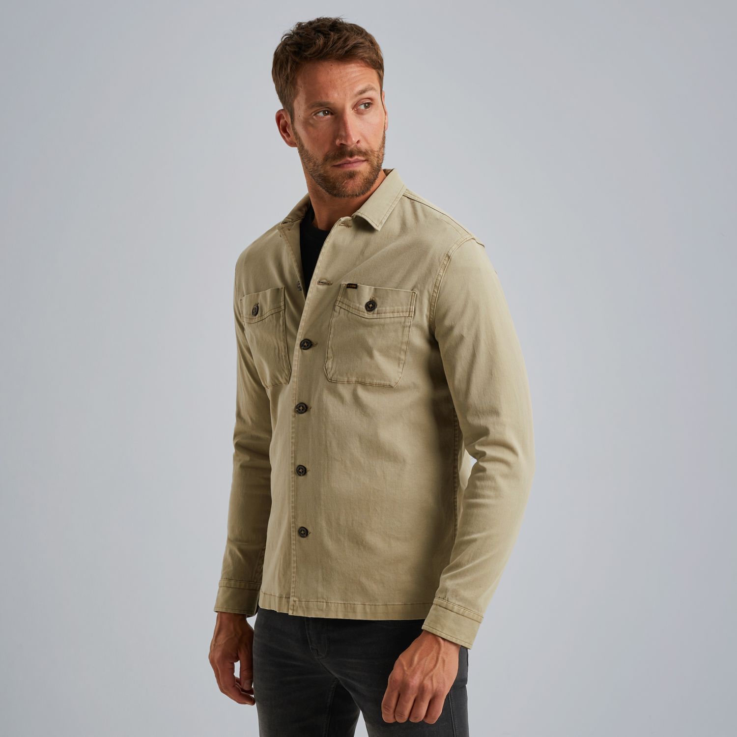 Рубашечная куртка PME Legend с карманами бежевая артикул PSI2509253-8011