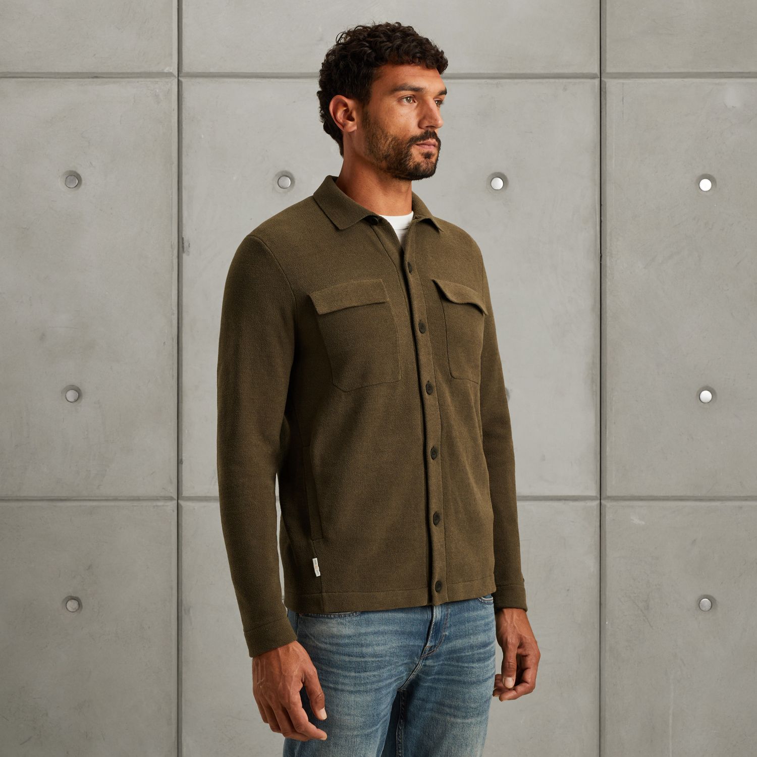 Кардиган Cast-Iron с карманами коричневый артикул CKC2509342-6444