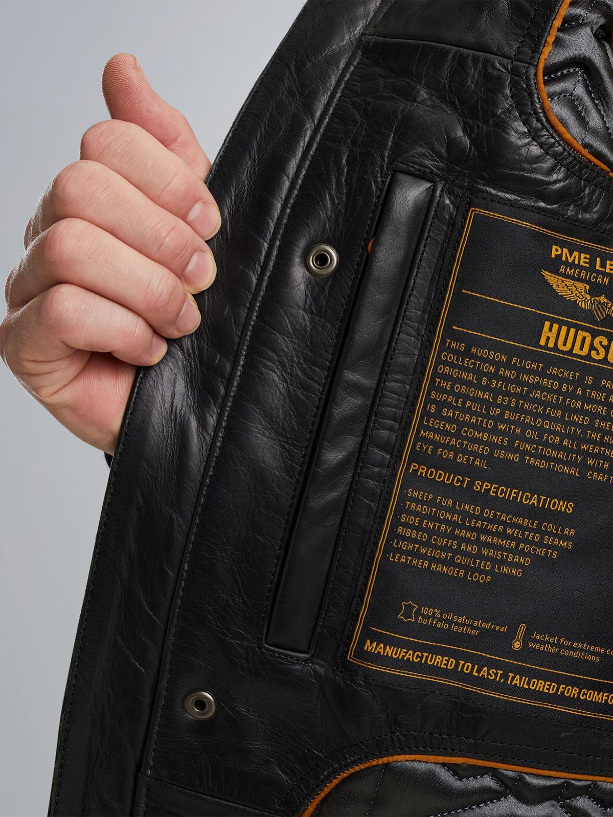 Черная куртка пилот из кожи буйвола Hudson PME Legend артикул HUDSON/BLACK