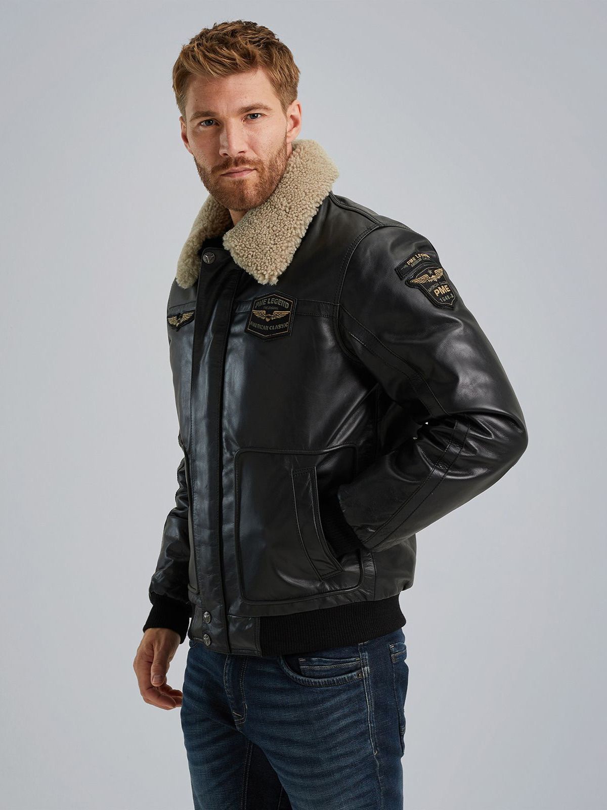 Черная куртка пилот из кожи буйвола Hudson PME Legend артикул HUDSON/BLACK