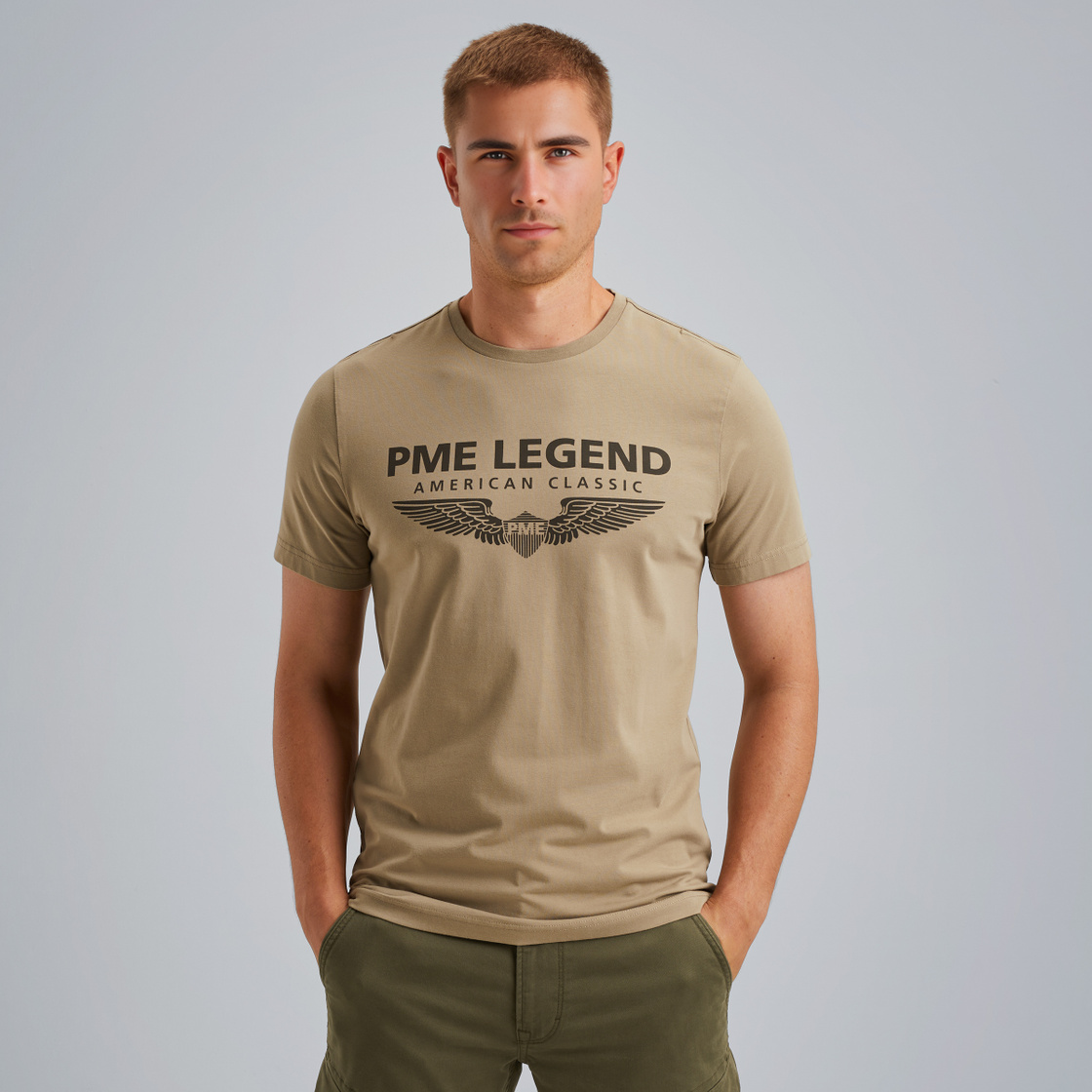 Мужская футболка PME Legend с принтом бежевая. Р-р XXL