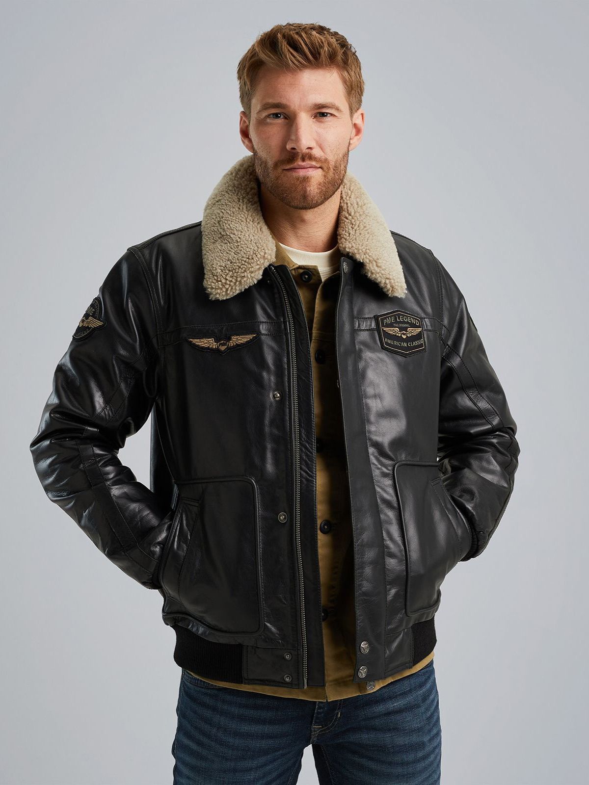 Черная куртка пилот из кожи буйвола Hudson PME Legend артикул HUDSON/BLACK