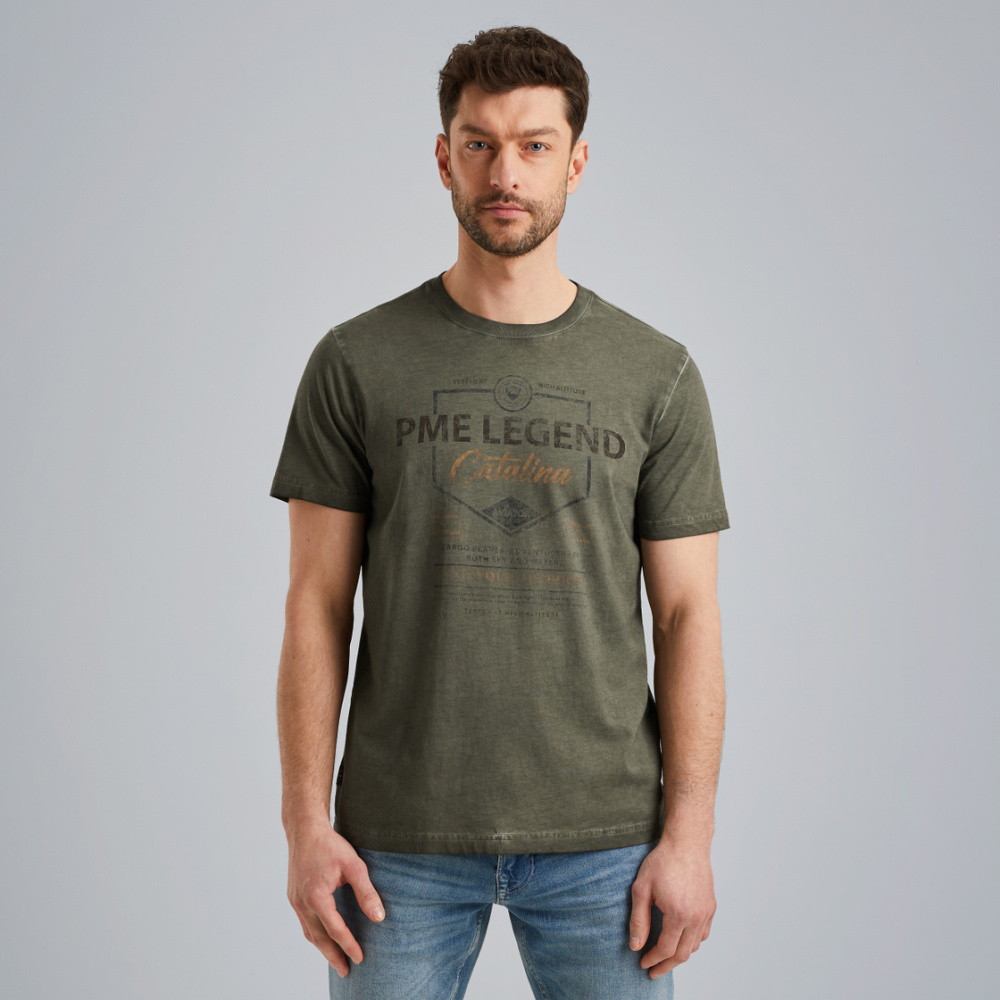 PTSS2504593-6149 Футболка PME Legend серо-зеленая с принтом (XL)