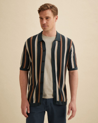 Футболка-поло Vanguard с фактурной полосой синяя