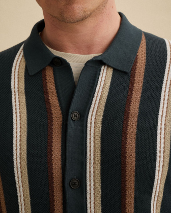 Футболка-поло Vanguard с фактурной полосой синяя артикул VPSS2604854-5108