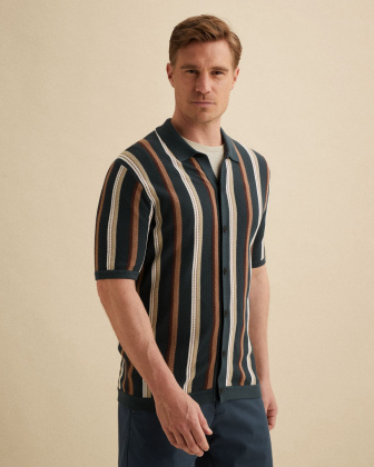 Футболка-поло Vanguard с фактурной полосой синяя артикул VPSS2604854-5108