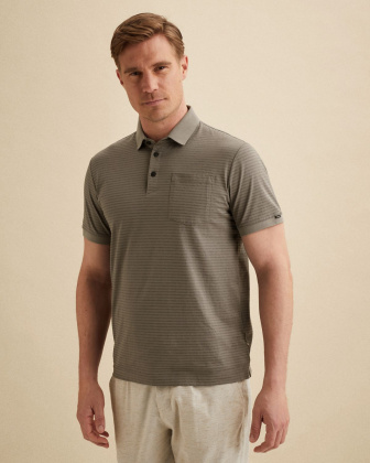 Рубашка-поло Vanguard с полосатым узором и нагрудным карманом серая артикул VPSS2605882-9051